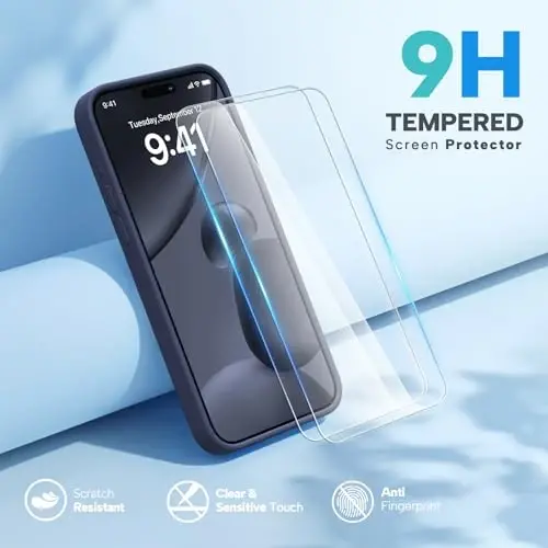 Miracase for iPhone 15 Pro Max Case, [with 2X Screen Protectors], MagSafe bilan mos, suyuq silikonli g'ilof zarbga chidamli tushishdan himoya Telefon g'ilofi 15 Pro Max uchun, to'q ko'k magnitli - 2