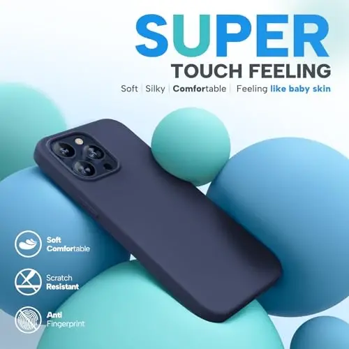 Miracase for iPhone 15 Pro Max Case, [with 2X Screen Protectors], MagSafe bilan mos, suyuq silikonli g'ilof zarbga chidamli tushishdan himoya Telefon g'ilofi 15 Pro Max uchun, to'q ko'k magnitli - 3