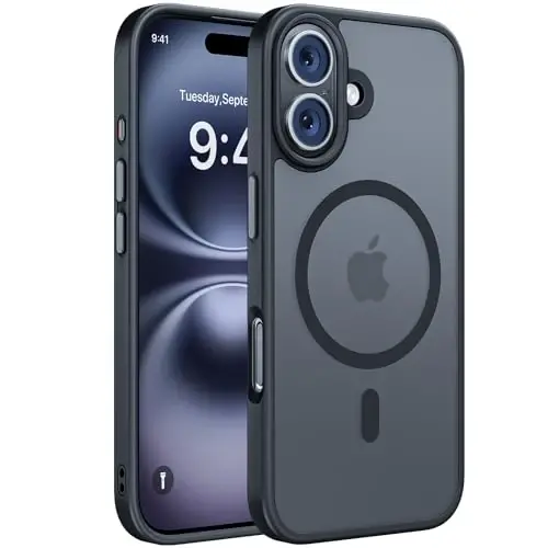 Miracase for iPhone 16 Plus Matte Series Case, Magnetic, Black | Velvet Touch | Military-Grade Protection | Anti-Fingerprint | 6,7 Inch 