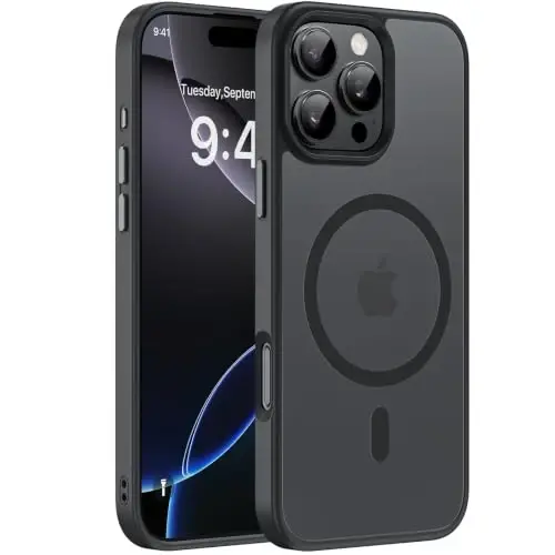 Miracase for iPhone 16 Pro Matte Series Case, Magnetic, Black | Velvet Touch | Military-Grade Protection | Anti-Fingerprint | 6,3 Inch - 1