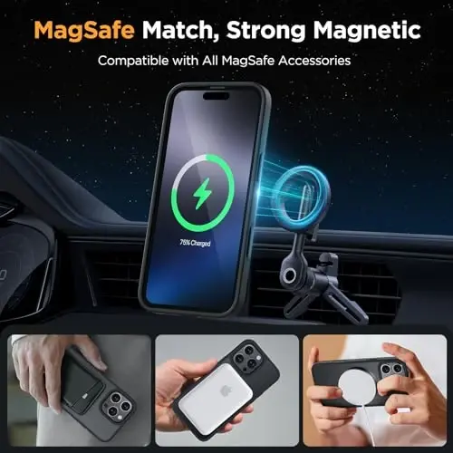 Miracase for iPhone 16 Pro Matte Series Case, Magnetic, Black | Velvet Touch | Military-Grade Protection | Anti-Fingerprint | 6,3 Inch - 4