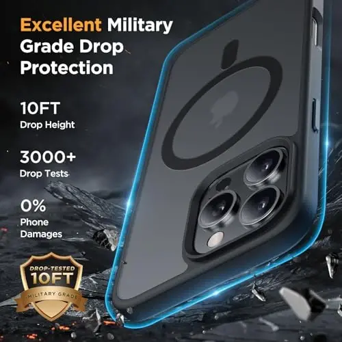 Miracase for iPhone 16 Pro Matte Series Case, Magnetic, Black | Velvet Touch | Military-Grade Protection | Anti-Fingerprint | 6,3 Inch - 6