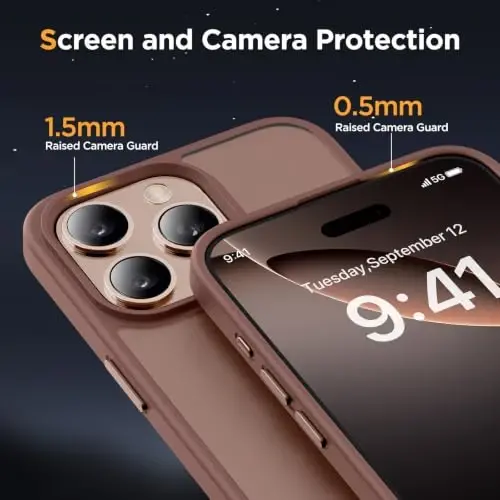 Miracase for iPhone 16 Pro Matte Series Case, Magnetic, Champagne | Velvet Touch | Military-Grade Protection | Anti-Fingerprint | 6,3 Inch - 5