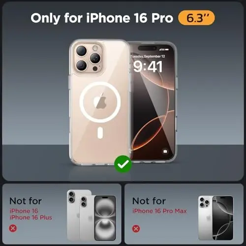 Miracase for iPhone 16 Pro Matte Series Case, Magnetic, Clear | Velvet Touch | Military-Grade Protection | Anti-Fingerprint | 6,3 Inch - 2