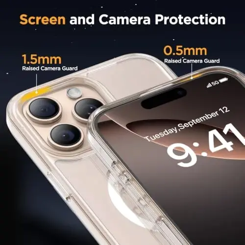 Miracase for iPhone 16 Pro Matte Series Case, Magnetic, Clear | Velvet Touch | Military-Grade Protection | Anti-Fingerprint | 6,3 Inch - 5