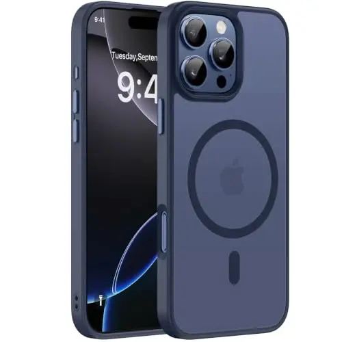 Miracase for iPhone 16 Pro Matte Series Case, Magnetic, Dark Blue | Velvet Touch | Military-Grade Protection | Anti-Fingerprint | 6,3 Inch 