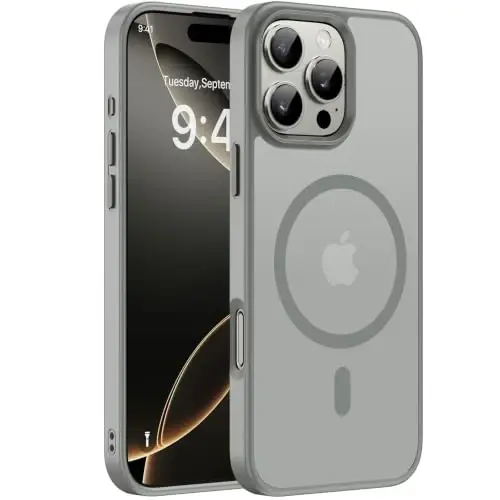 Miracase for iPhone 16 Pro Matte Series Case, Magnetic, Gray | Velvet Touch | Military-Grade Protection | Anti-Fingerprint | 6,3 Inch 