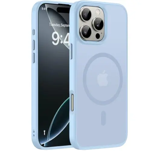 Miracase for iPhone 16 Pro Matte Series Case, Magnetic, Light Blue | Velvet Touch | Military-Grade Protection | Anti-Fingerprint | 6,3 Inch - 1