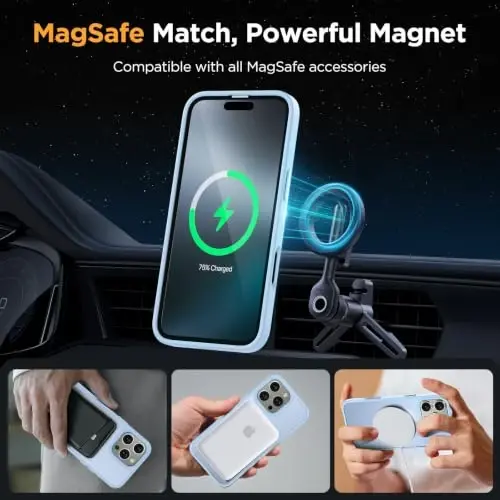 Miracase for iPhone 16 Pro Matte Series Case, Magnetic, Light Blue | Velvet Touch | Military-Grade Protection | Anti-Fingerprint | 6,3 Inch - 4