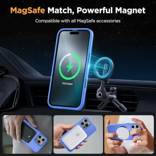 Miracase for iPhone 16 Pro Matte Series Case, Magnetic, Sea Blue | Velvet Touch | Military-Grade Protection | Anti-Fingerprint | 6,3 Inch - 4