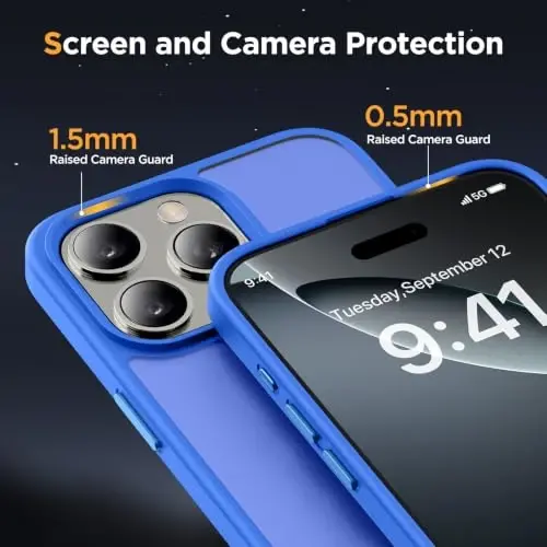 Miracase for iPhone 16 Pro Matte Series Case, Magnetic, Sea Blue | Velvet Touch | Military-Grade Protection | Anti-Fingerprint | 6,3 Inch - 5