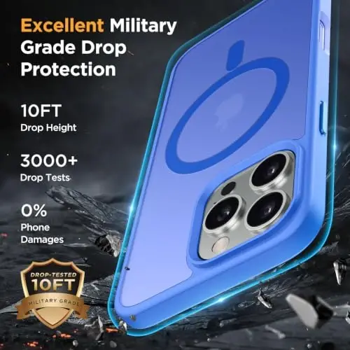 Miracase for iPhone 16 Pro Matte Series Case, Magnetic, Sea Blue | Velvet Touch | Military-Grade Protection | Anti-Fingerprint | 6,3 Inch - 6