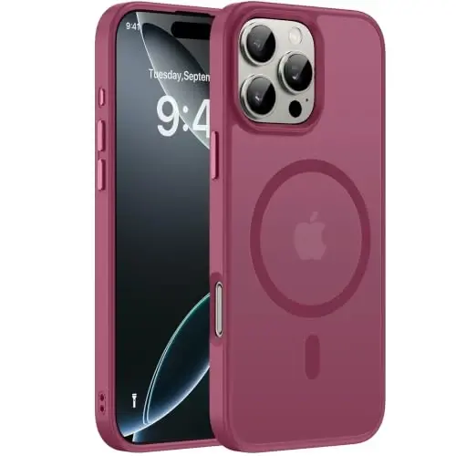 Miracase for iPhone 16 Pro Matte Series Case, Magnetic, Wine Red | Velvet Touch | Military-Grade Protection | Anti-Fingerprint | 6,3 Inch - 1