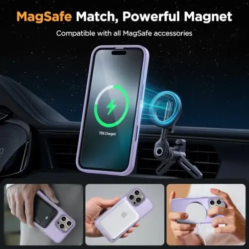 Miracase for iPhone 16 Pro Max Matte Series Case, Magnetic, Lavender | Compatible with MagSafe | Translucent | Military-Grade Protection | Anti-Fingerprint | Shockproof Protective Slim Cover - 4