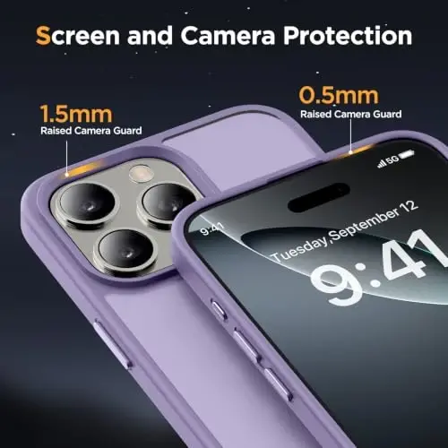 Miracase for iPhone 16 Pro Max Matte Series Case, Magnetic, Lavender | Compatible with MagSafe | Translucent | Military-Grade Protection | Anti-Fingerprint | Shockproof Protective Slim Cover - 5