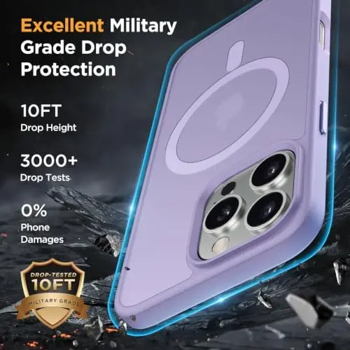 Miracase for iPhone 16 Pro Max Matte Series Case, Magnetic, Lavender | Compatible with MagSafe | Translucent | Military-Grade Protection | Anti-Fingerprint | Shockproof Protective Slim Cover - 6
