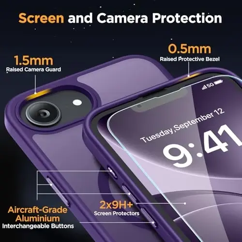 Miracase for iPhone 16e case & iPhone 17e Case for MagSafe [with 2×9H+ Screen Protectors] TOP Military-Grade Protection Shockproof with Velvet Touch for iPhone 16e/17e Phone Case 6.1