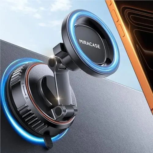 Miracase for MagSafe Car Mount[3600gf Strong Magnet & 89+LBS Suction Base]Vacuum Magnetic Phone Holders for Your Car, 360° Adjustable Dashboard & Windshield Mount with Dash Accents for All Smartphones - 1