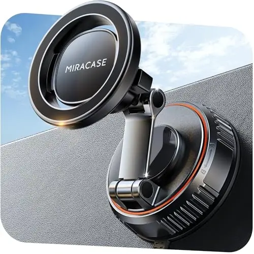 Miracase for MagSafe Car Mount[3600gf Strong Magnet & 89+LBS Suction Base]Vacuum Magnetic Phone Holders for Your Car, 360° Adjustable Dashboard & Windshield Mount with Dash Accents for All Smartphones - 5
