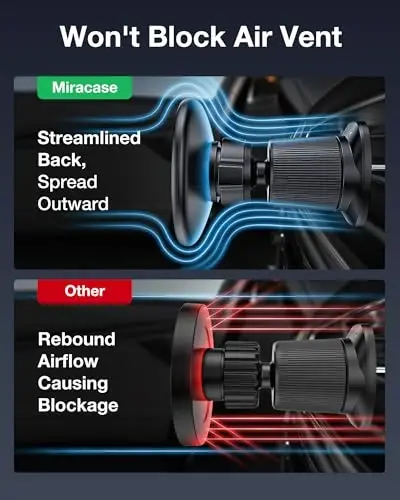 Miracase for MagSafe Car Mount with Metal Hook Clip, Magnetic Phone Holders for Car Phone Holder, Compatible with Garmin GPS Fit iPhone Android and All Smartphones, Dark Black - 3