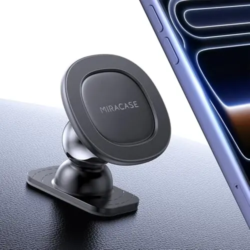 Miracase for MagSafe Car Mount【Strong Magnets】 Magnetic Phone Holder for Dashboard，360 Adjustable Car Phone Holder, Compatible with Garmin GPS iPhone Android and All Smartphones, Black - MIRACASE