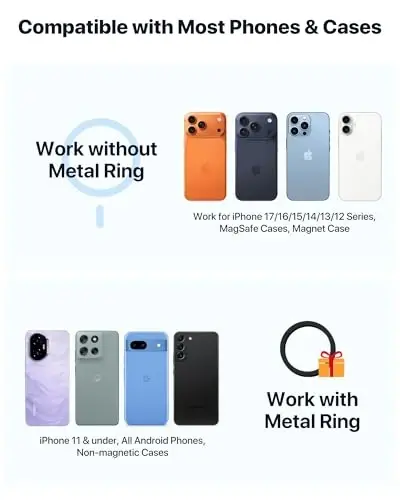 Miracase for MagSafe Car Mount【Strong Magnets】 Magnetic Phone Holder for Dashboard，360 Adjustable Car Phone Holder, Compatible with Garmin GPS iPhone Android and All Smartphones, Black - 4
