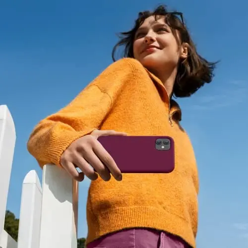 Miracase iPhone 11 için Tasarlandı, Ekran Koruyuculu, Sıvı Silikon Jel Tam Vücut Düşme Korumalı Darbeye Dayanıklı Kılıf iPhone 11 6.1 inç için, Şarap Kırmızısı 