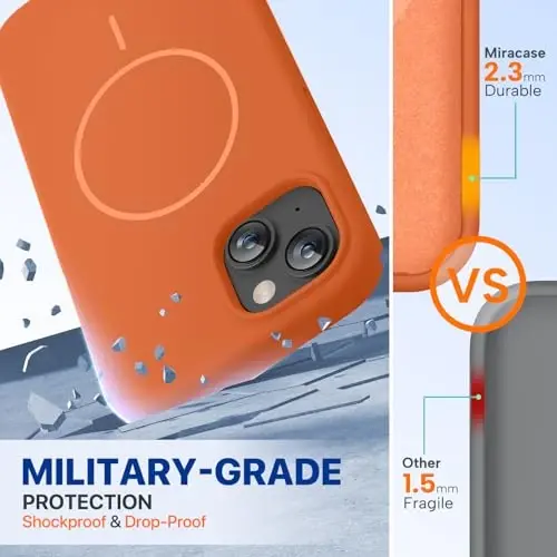 Miracase Designed for iPhone 11 Phone Case, with Screen Protector, Liquid Silicone Gel Rubber Full Body Drop Protection Shockproof Cover Phone Case for iPhone 11 6.1 inch, Orange - 3