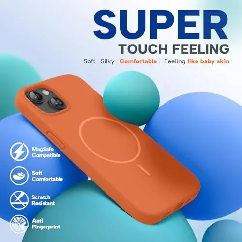 Miracase Designed for iPhone 11 Phone Case, with Screen Protector, Liquid Silicone Gel Rubber Full Body Drop Protection Shockproof Cover Phone Case for iPhone 11 6.1 inch, Orange - 4