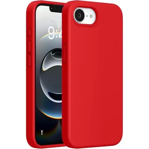 Miracase Compatible with iPhone 16e Case/iPhone 17e Case, [Soft Anti-Scratch Microfiber Lining], Liquid Silicone Shockproof Drop Protection Phone Case for iPhone 16e/17e, Red - 1