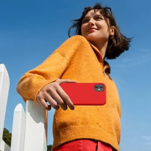 Miracase Designed for iPhone 11 Phone Case, with Screen Protector, Liquid Silicone Gel Rubber Full Body Drop Protection Shockproof Cover Phone Case for iPhone 11 6.1 inch, Red - 6