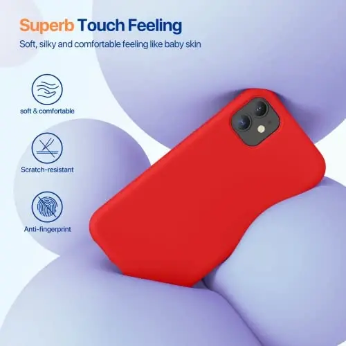Miracase Designed for iPhone 11 Phone Case, with Screen Protector, Liquid Silicone Gel Rubber Full Body Drop Protection Shockproof Cover Phone Case for iPhone 11 6.1 inch, Red - 3