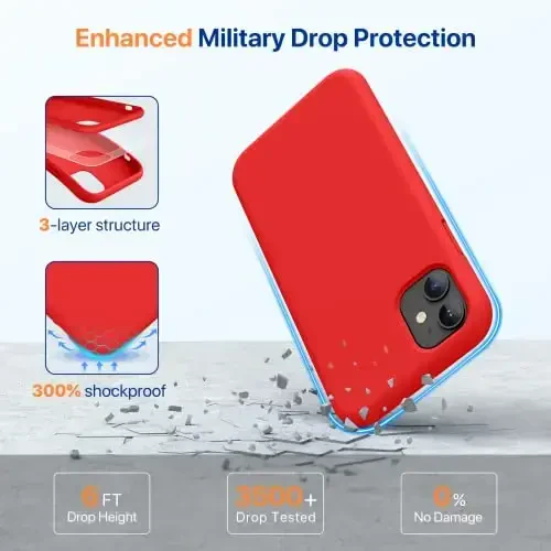 Miracase Designed for iPhone 11 Phone Case, with Screen Protector, Liquid Silicone Gel Rubber Full Body Drop Protection Shockproof Cover Phone Case for iPhone 11 6.1 inch, Red - 4