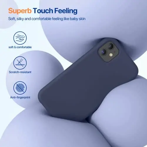 Miracase Designed for iPhone 11 Phone Case, with Screen Protector, Liquid Silicone Gel Rubber Full Body Drop Protection Shockproof Cover Phone Case for iPhone 11 6.1 inch, Navy Blue - 4