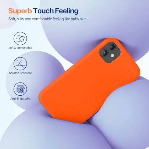 Miracase Designed for iPhone 11 Phone Case, with Screen Protector, Liquid Silicone Gel Rubber Full Body Drop Protection Shockproof Cover Phone Case for iPhone 11 6.1 inch, Orange - MIRACASE (1)