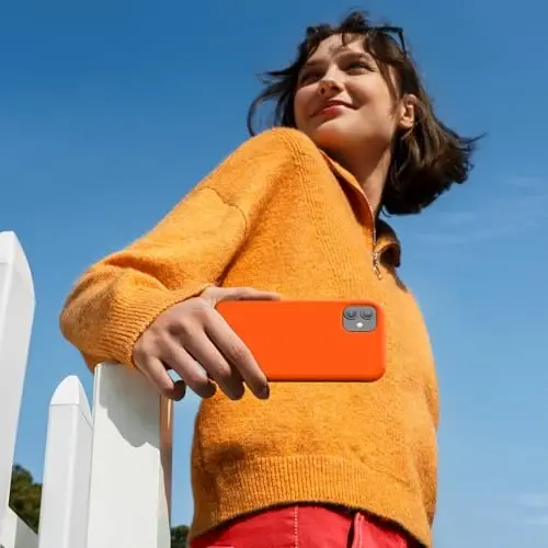 Miracase iPhone 11 için Tasarlanmış Telefon Kılıfı, Ekran Koruyuculu, Sıvı Silikon Jel Tam Gövde Düşme Korumalı Darbeye Dayanıklı Kapak iPhone 11 6.1 inç için, Turuncu 