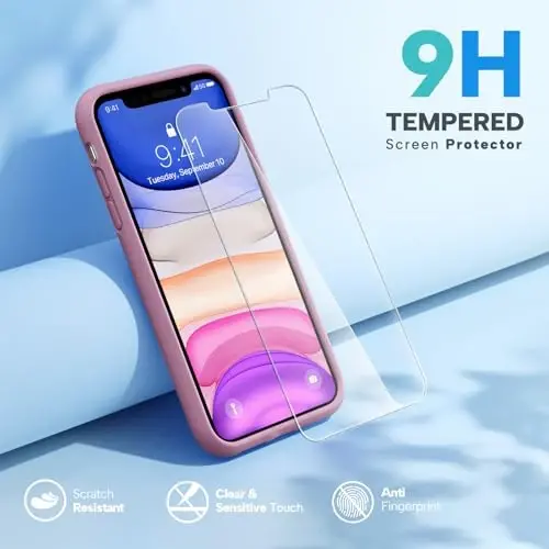 Miracase iPhone 11 için Tasarlanmış Telefon Kılıfı, Ekran Koruyuculu, Sıvı Silikon Jel Tam Gövde Düşme Koruması Darbeye Dayanıklı Kapak iPhone 11 6.1 inç için, Siyah Frenk Üzümü 