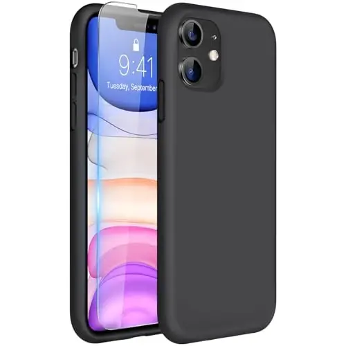 Miracase iPhone 11 Kılıfı, Ekran Koruyucu ile, Siyah 