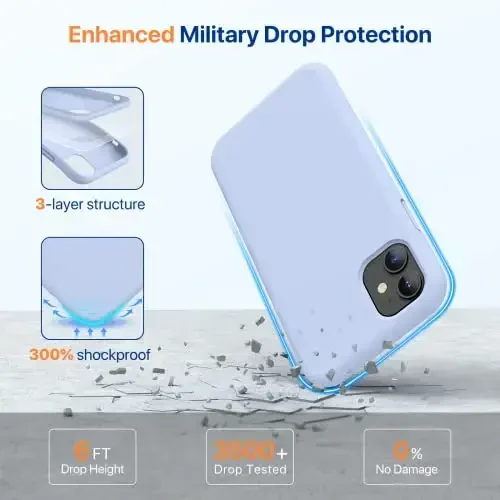 Miracase Designed for iPhone 11 Phone Case, with Screen Protector, Liquid Silicone Gel Rubber Full Body Drop Protection Shockproof Cover Phone Case for iPhone 11 6.1 inch, Clove Purple - 4