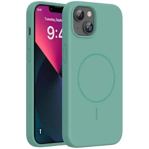 Miracase Designed for iPhone 11 Phone Case, with Screen Protector, Liquid Silicone Gel Rubber Full Body Drop Protection Shockproof Cover Phone Case for iPhone 11 6.1 inch, Midnight Green 