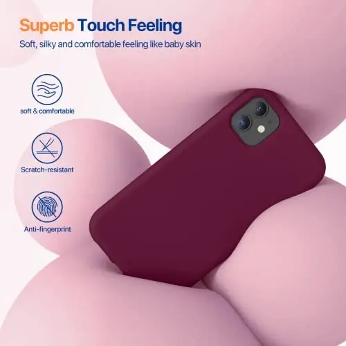 Miracase iPhone 11 uchun mo'ljallangan telefon g'ilofi, ekran himoyachisi bilan, suyuq silikon gel kauchuk to'liq tanani tushishdan himoya qiluvchi zarbga chidamli qopqoq iPhone 11 6.1 dyuym uchun, vino qizil - 3