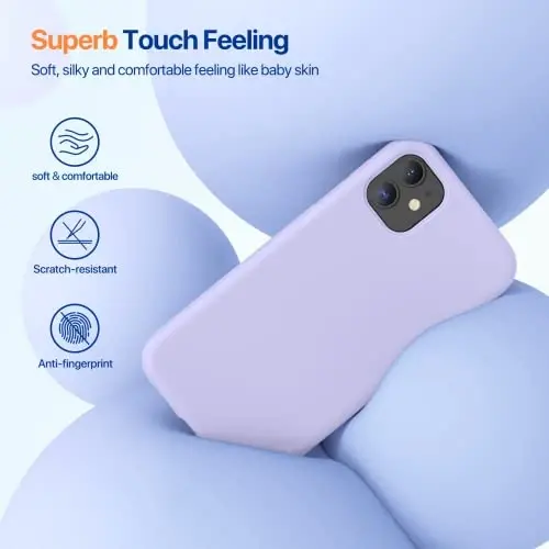 Miracase iPhone 11 uchun mo'ljallangan telefon g'ilofi, ekran himoyachisi bilan, suyuq silikon gel rezina to'liq tanani tushishdan himoya qiluvchi zarbga chidamli g'ilof iPhone 11 6.1 dyuym uchun, och binafsha - 4