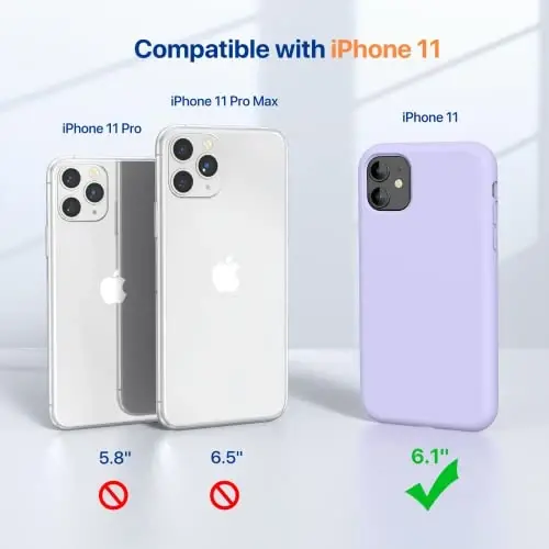 Miracase iPhone 11 uchun mo'ljallangan telefon g'ilofi, ekran himoyachisi bilan, suyuq silikon gel rezina to'liq tanani tushishdan himoya qiluvchi zarbga chidamli g'ilof iPhone 11 6.1 dyuym uchun, och binafsha - 2
