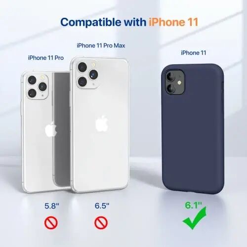Miracase iPhone 11 uchun mo'ljallangan telefon g'ilofi, ekran himoyasi bilan, suyuq silikon jel kauchuk to'liq tana tomchidan himoya qiluvchi zarbga chidamli qopqoq iPhone 11 6.1 dyuym uchun, to'q ko'k - 5