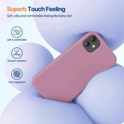 Miracase iPhone 11 uchun mo'ljallangan telefon qutisi, ekran himoyachisi, suyuq silikon gel kauchuk to'liq tana tushishdan himoya zarbga chidamli qopqoq iPhone 11 6.1 dyuym uchun, qora smorodina - 4