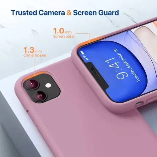 Miracase iPhone 11 uchun mo'ljallangan telefon qutisi, ekran himoyachisi, suyuq silikon gel kauchuk to'liq tana tushishdan himoya zarbga chidamli qopqoq iPhone 11 6.1 dyuym uchun, qora smorodina - 5