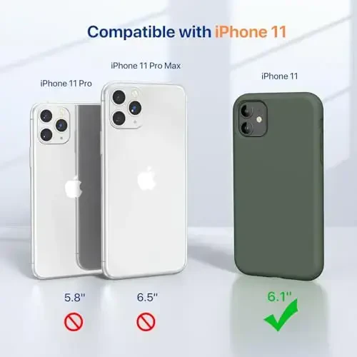 Miracase iPhone 11 uchun mo'ljallangan telefon qutisi, ekran himoyachisi, suyuq silikon gel rezina to'liq tanani tushishdan himoya zarba o'tkazmaydigan qopqoq iPhone 11 6.1 dyuym, to'q yashil - 7