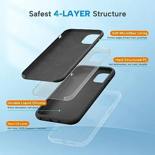 Miracase iPhone 11 uchun qopqoq, ekran himoyachisi bilan, Qora - 5