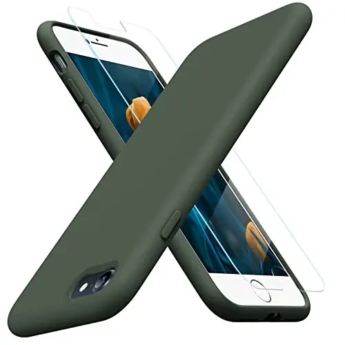 Miracase iPhone 11 uchun telefon g'ilofi, ekran himoyachisi bilan, suyuq silikon gel rezina to'liq tanani tomchidan himoya qiluvchi zarbaga chidamli qopqoq iPhone 11 6.1 dyuym uchun, to'q yashil - 1