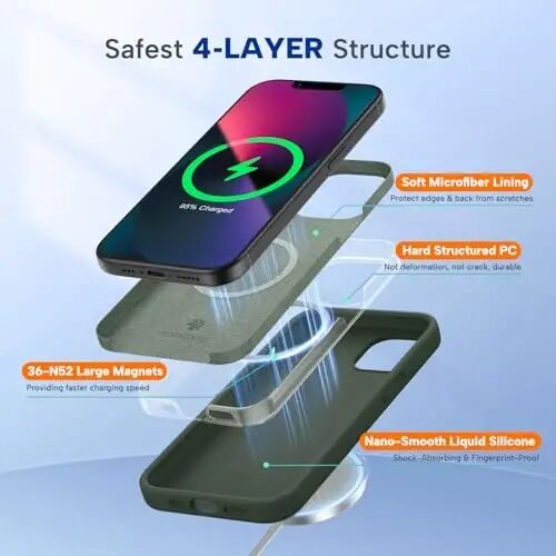 Miracase iPhone 11 uchun telefon g'ilofi, ekran himoyachisi bilan, suyuq silikon gel rezina to'liq tanani tomchidan himoya qiluvchi zarbaga chidamli qopqoq iPhone 11 6.1 dyuym uchun, to'q yashil - 2